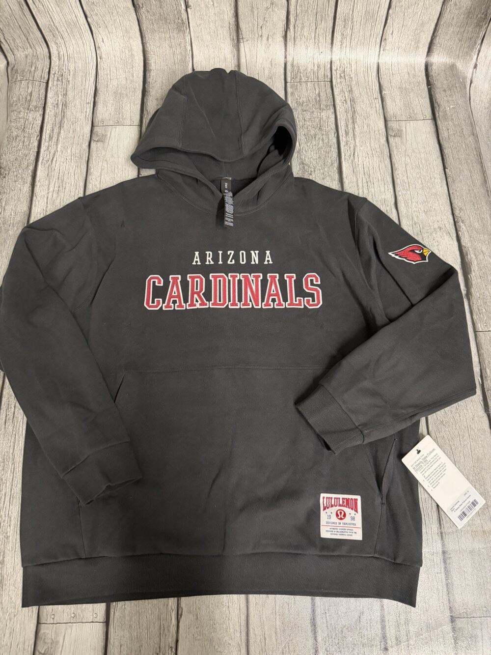 NWT Men's lululemon Black Arizona Cardinals Steady State Pullover Hoodie XL